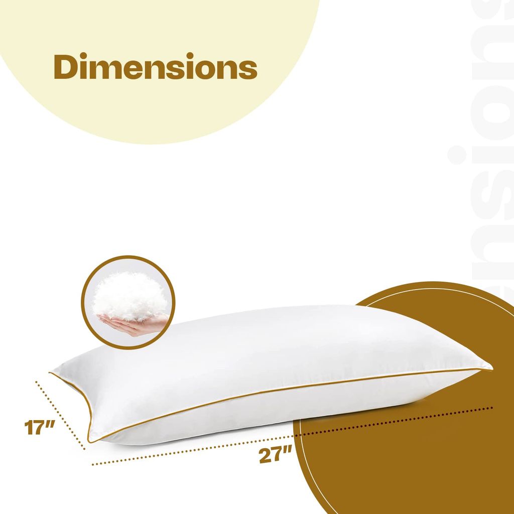 Sleepsia Large Fluffy Ultra Soft Hotel Pillows - Comfortable Machine Washable Down Alternative Fiber Filler Pillow for Side Back and Front Sleepers (27LX17WX5H) Pack of 4 view 2