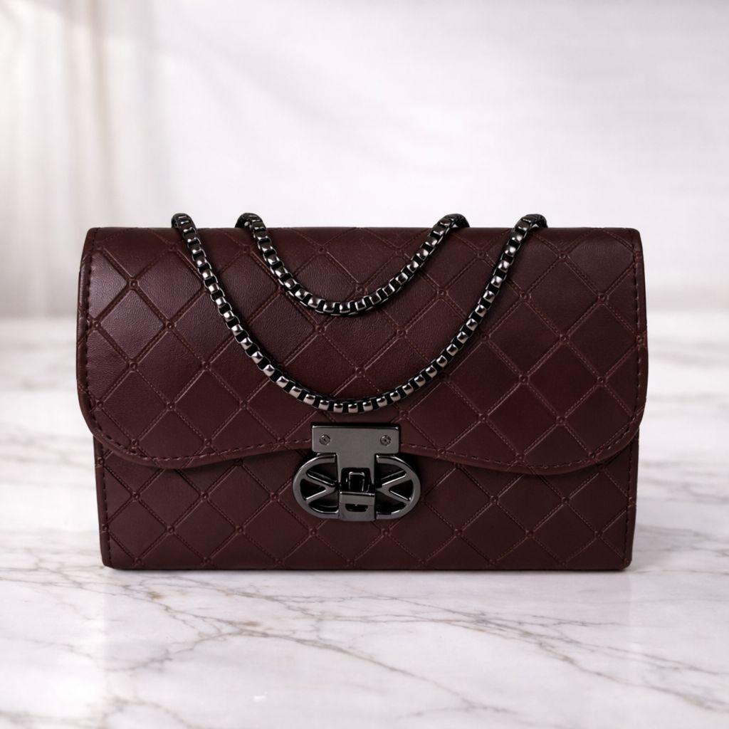 Quilted Design Sling Bag For Women | Chain Strap | Trendy Shoulder Bag view 2