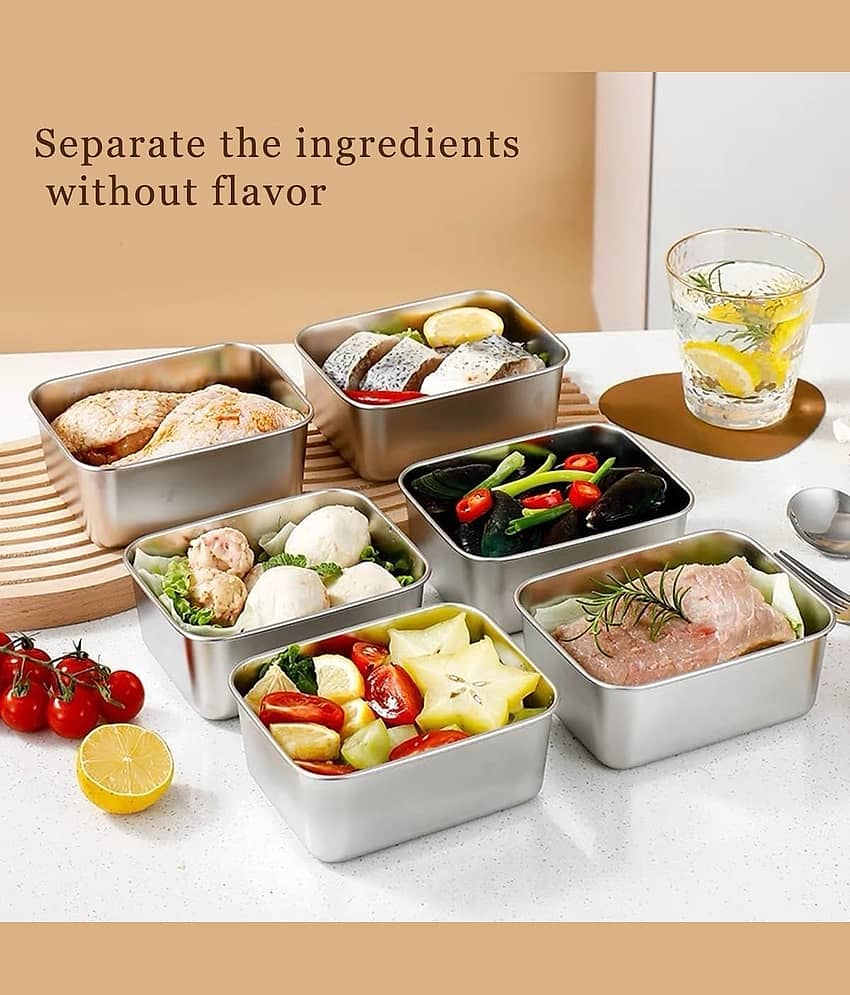 RAVISTRA FreshLock 550 Steel Silver Food Container ( Set of 6 ) view 2