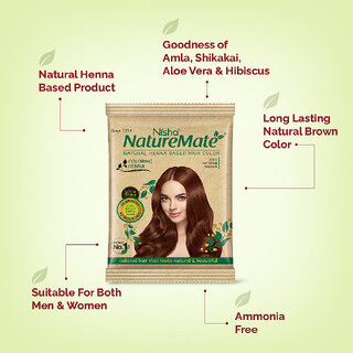 Nisha Nature Mate Henna Based 15 gm (Pack OF 10 Pouch) , Natural Brown view 2