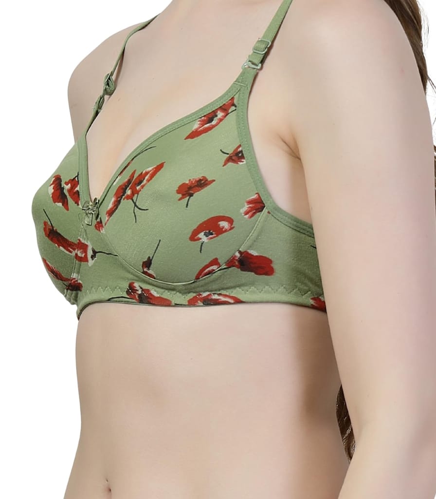 ADORNSTAR Women's Cotton Padded Floral Print Non-Wired Full Coverage Bra view 2