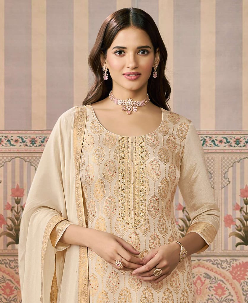 Pink Banarasi Silk Straight Suit for Women (Ethnic Wear) view 2