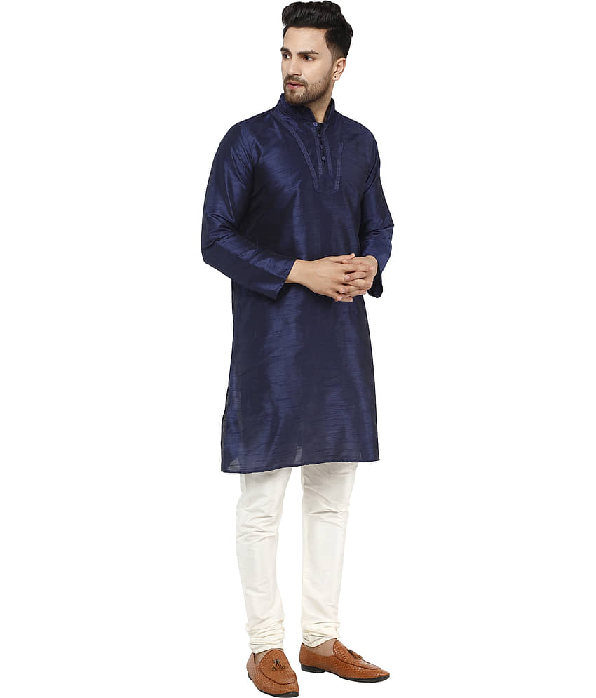 SKAVIJ Gold Silk Blend Kurta Pyjama Set view 2