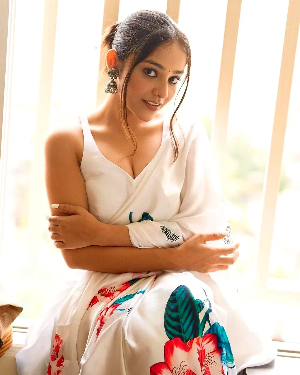 Floral Peach Colour Modal Silk Saree by SHIV TEXTILES