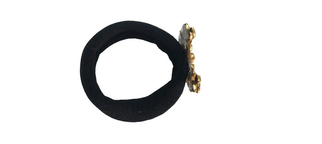 Elegant Gold Floral Bun Maker with Jewel Accents view 2