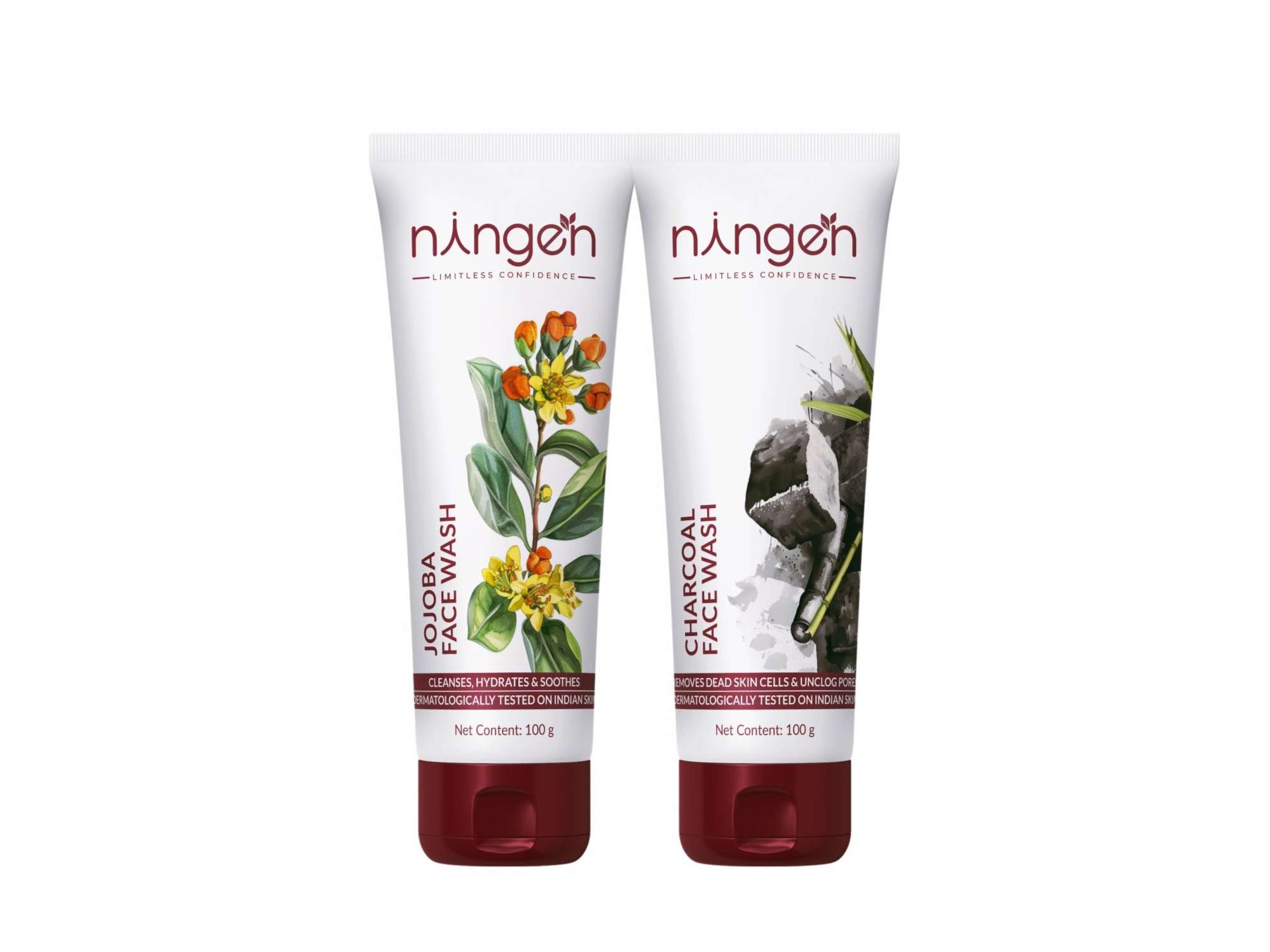 Ningen Face Wash Duo Jojoba & Charcoal (2 x 100ml)