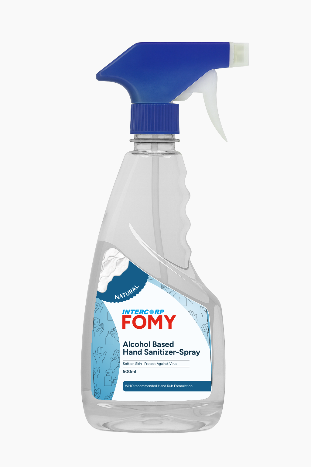 INTERCORP FOMY 75% Isopropyl Alcohol-based Hand Rub Sanitizer and Disinfectant Spray, 500 ml (Natural)