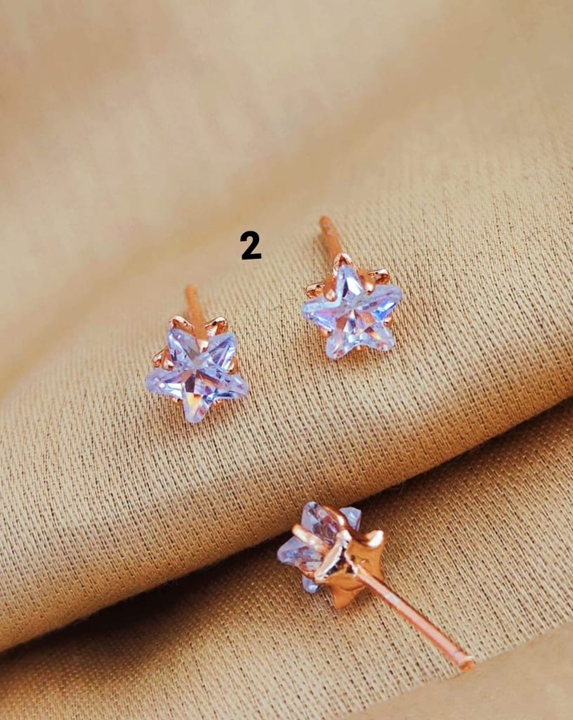 AD Stone Rose Gold Tops Earrings For girls and Women's (COMBO PACK OF 6 PAIRS) view 2