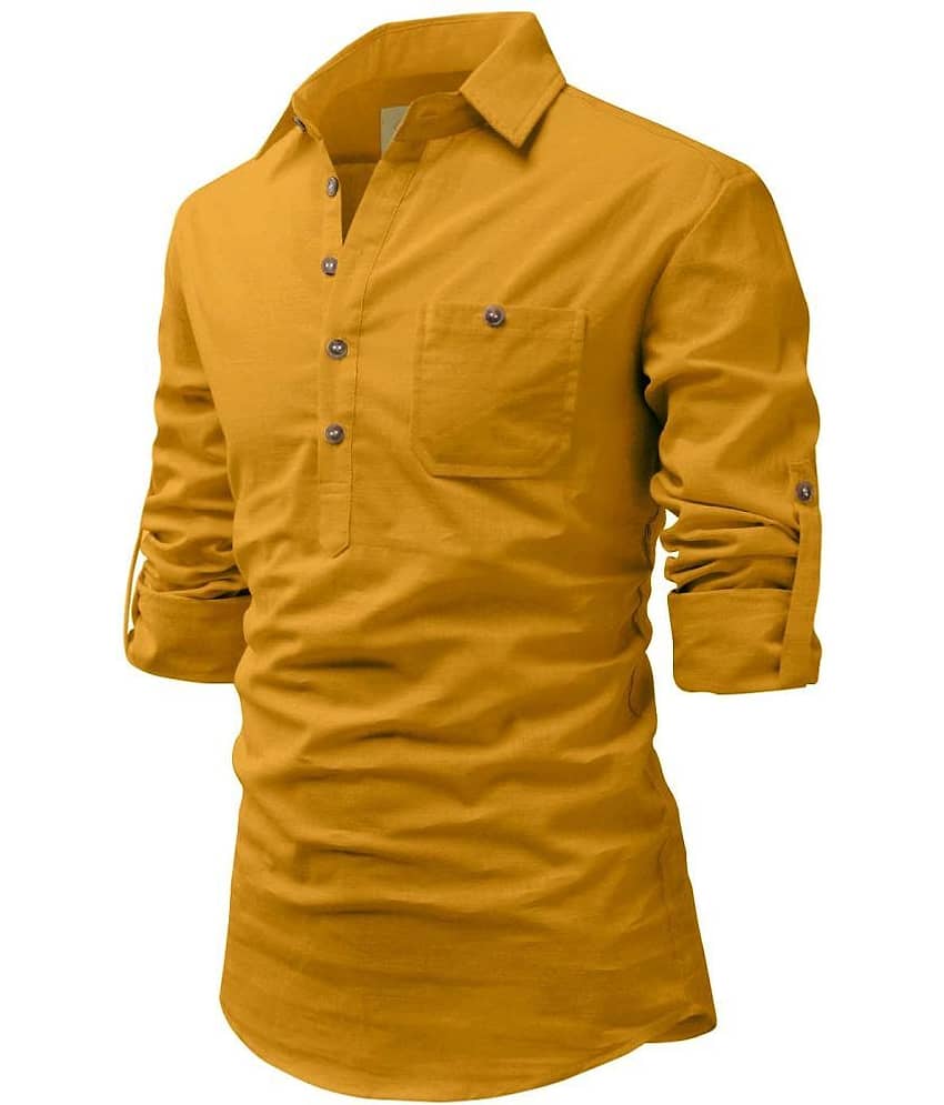 TrendiVastra Pink Cotton Blend Men's Shirt Style Kurta ( Pack of 1 ) view 2