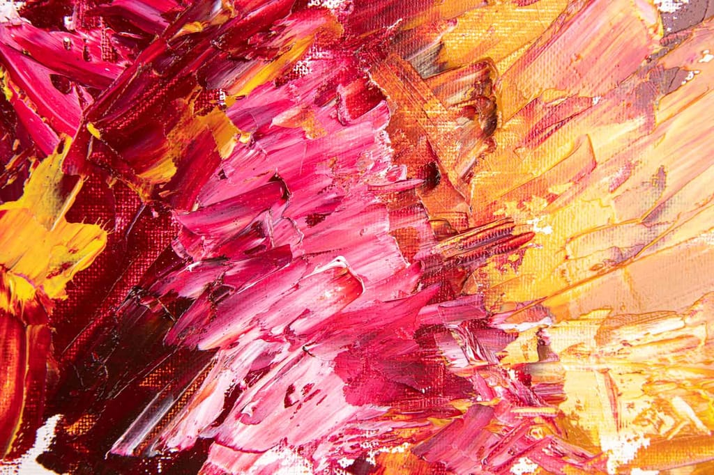 HAND PAINTED ABSTRACT VIBRANT COLOURS PAINTING 24in X 16in WITH BLACK FRAME view 2