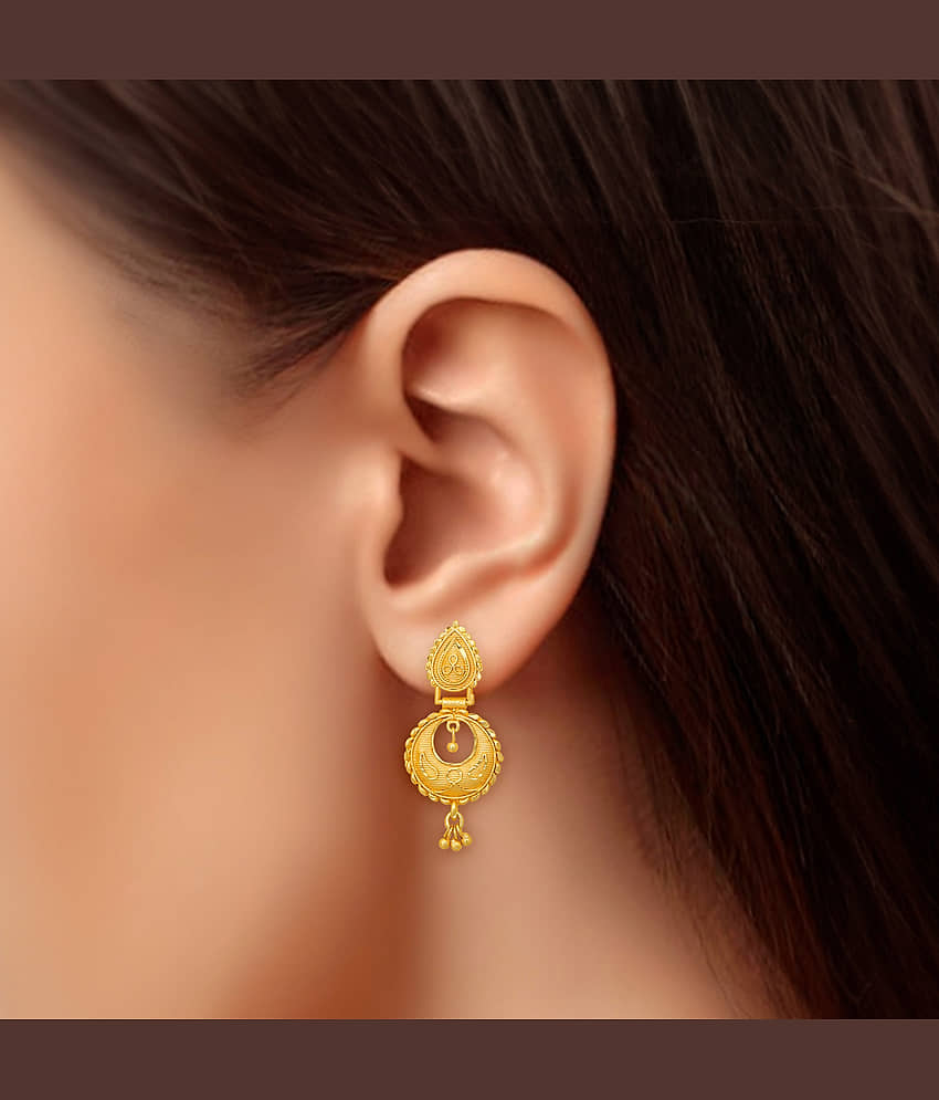 LUV FASHION Golden Danglers Earrings ( Pack of 1 ) view 2