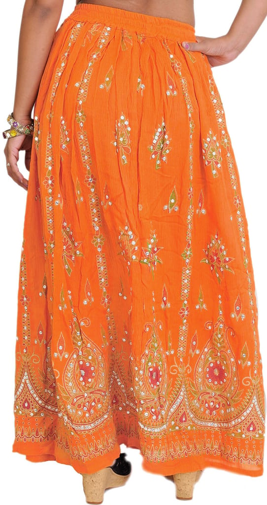 Paradise-Bird Long Skirt With Printed Flowers and Embroidered Sequins view 2