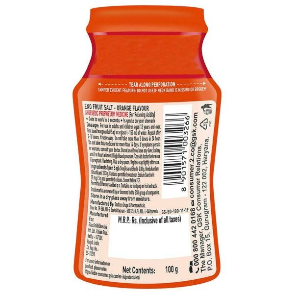 Eno Fruit Salt Orange 100 Gms Jar view 2
