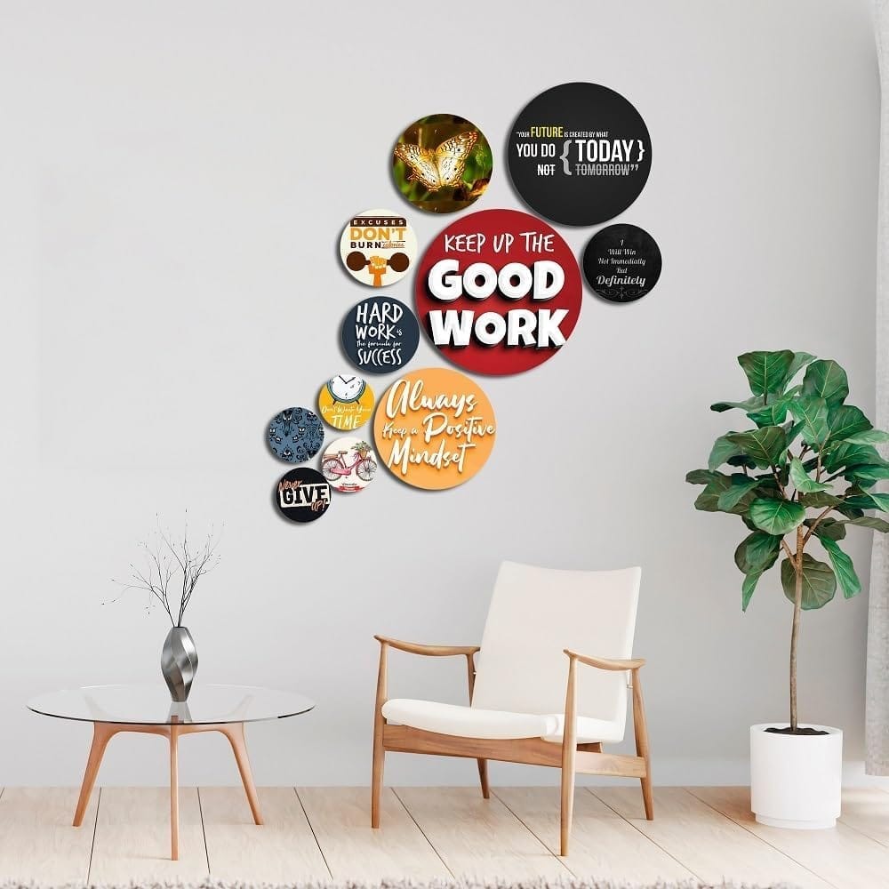 Charmor Designer MDF Wooden Nature Wall Hanging (WH45) - Set of 11 (Multicolor13) view 2