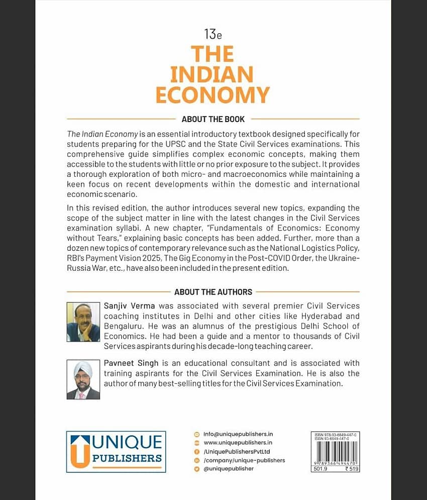 The Indian Economy, 13e, For UPSC & State Civil Services Exams | 2024-25 Edition | By Pavneet Singh, Sanjiv Verma view 2