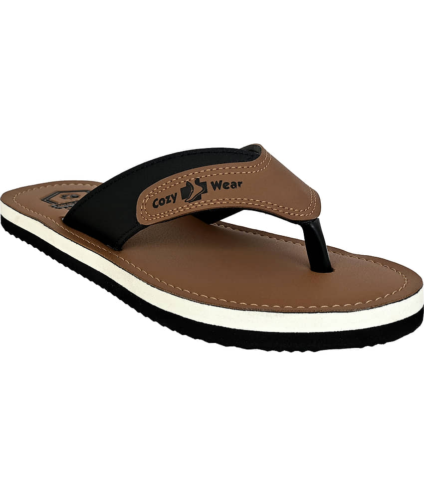 Cozy Wear Brown Men's Thong Flip Flop view 2