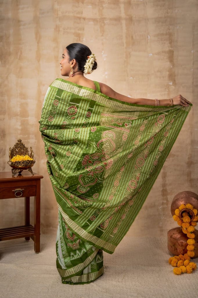 Light Green & Silver Silk Saree view 2