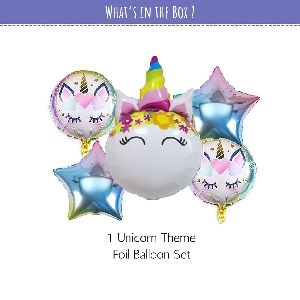 Unicorn Head Foil balloon for Theme party (pack of 5) view 2