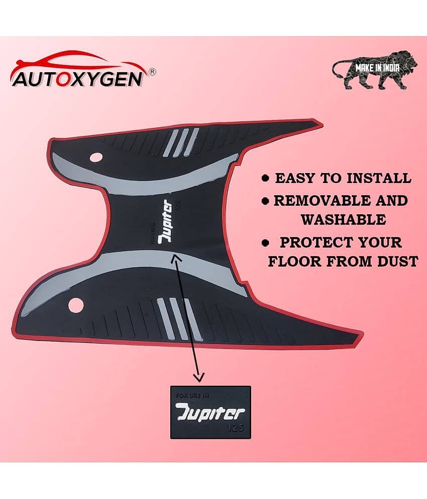 AUTOXYGEN Anti skid Scooter/Scooty Foot Mat Rubber Floor Mat Accessories for TVS Jupiter 125 (Black, Grey & Red) view 2