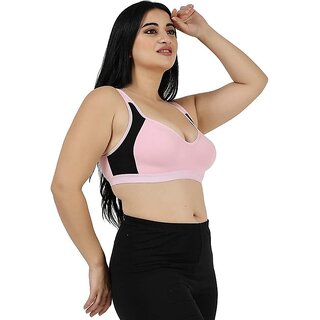 Women's Cotton Non-Padded Wire Free Full-Coverage Bra (Pink) view 2