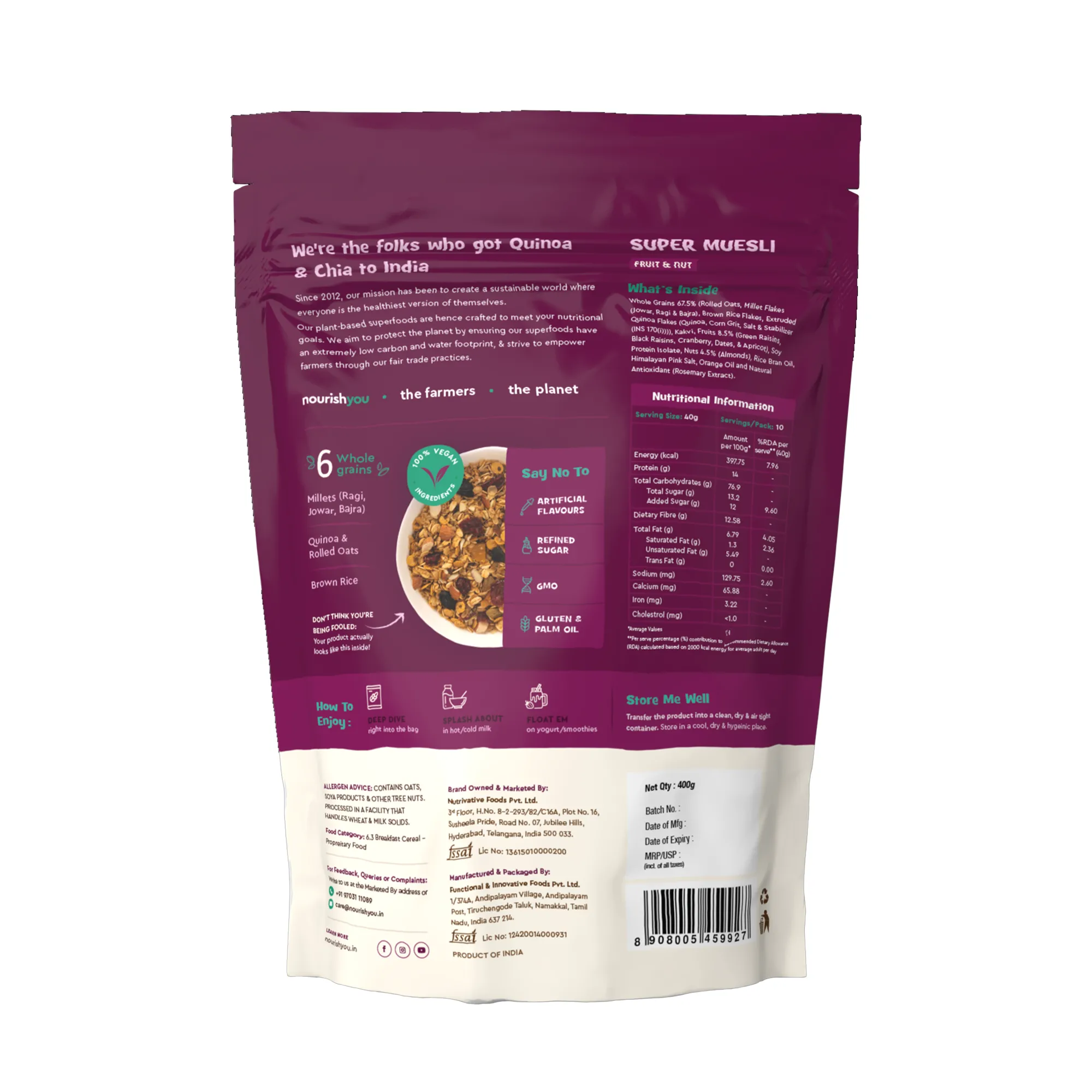 nourish you Super Muesli - Fruit & Nut view 2