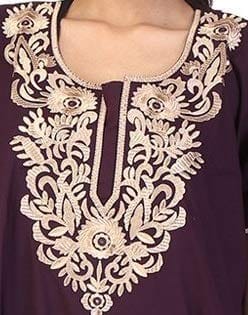 VALENCIA SLEEPWEAR Plain Embroidery Gown Maxi Nightwear Nighty Lizzy Bizzy Soft Fabric Wine view 2