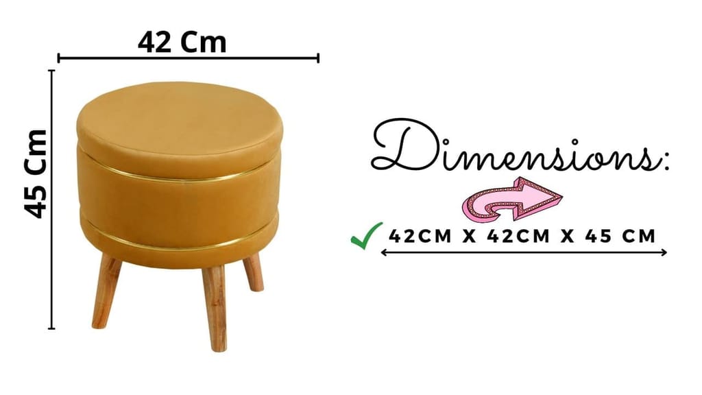 ShadowKart Pouffes Sitting Stool for Living Room, Mudda Puffy Wooden Ottoman Stools, Pouffe Footstool, Pouf for Office Home Decoration & Dressing Table, 16x16x18 Inch view 2