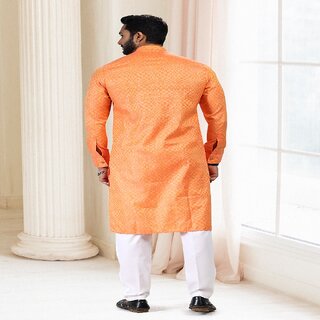 Raivat Ethnic Orange Colour Silk Kurta Pajama 2170 view 2