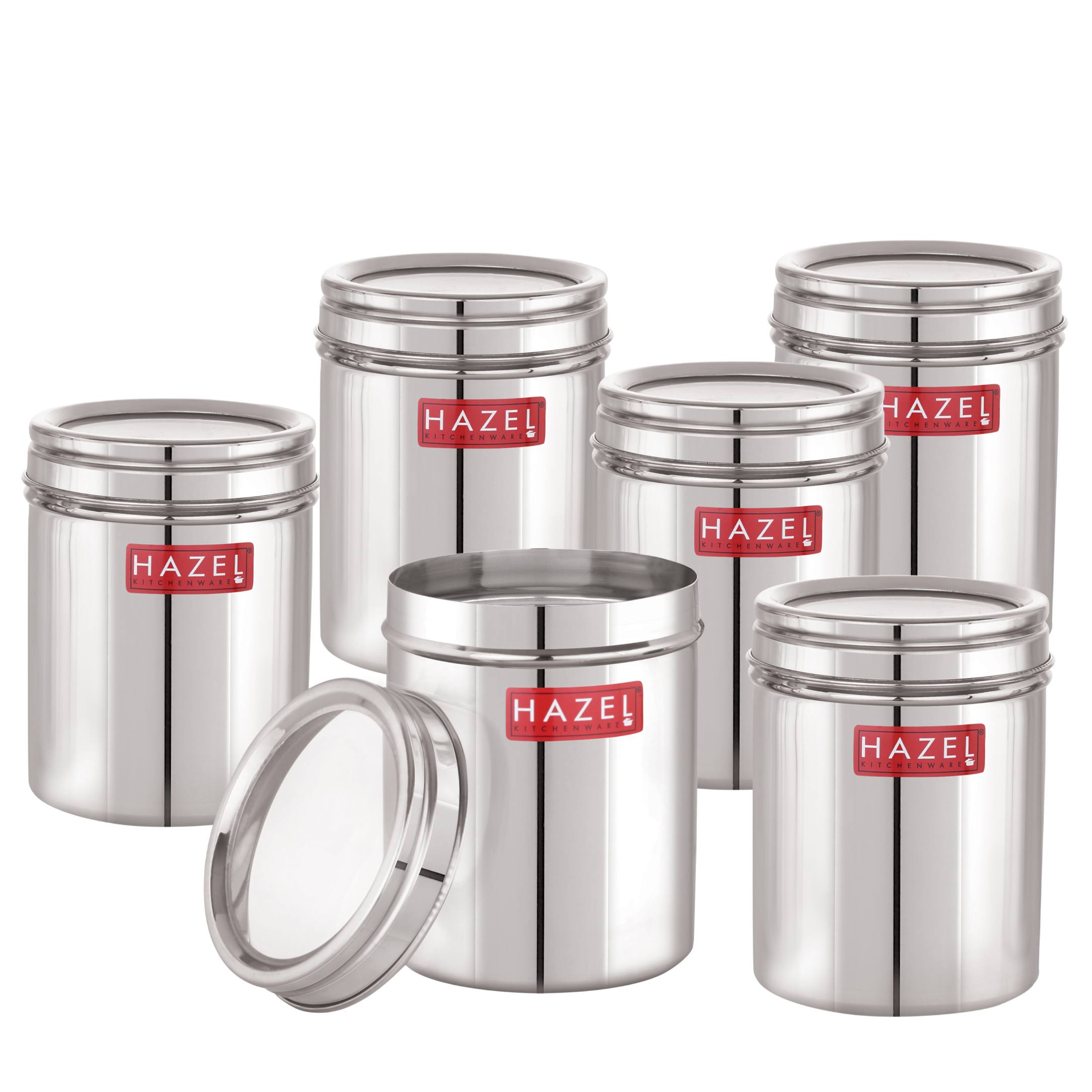 HAZEL Stainless Steel Kitchen Container with Transparent Lid, Top See Through Kitchen Container Set with Matt Finish , Multipurpose Container for Kitchen Storage, 1100 ML, Set of 6 view 2