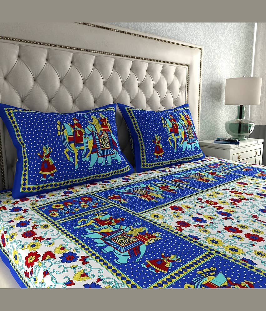ABHACLOTHO Cotton 1 Double Bedsheet with 2 Pillow Covers ( Multicolor ) view 2