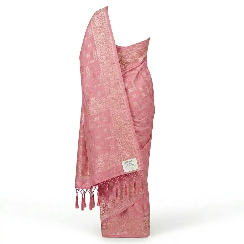 Soft Pink Sambalpuri Saree view 2