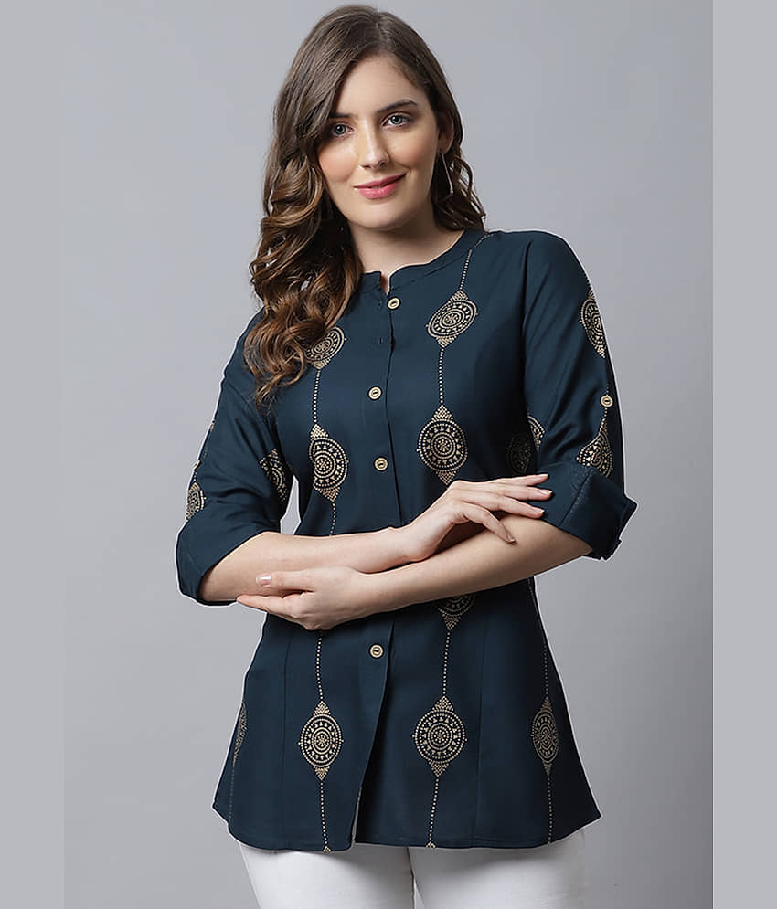 Pistaa Women's Viscose Regular Top ( Navy Blue )