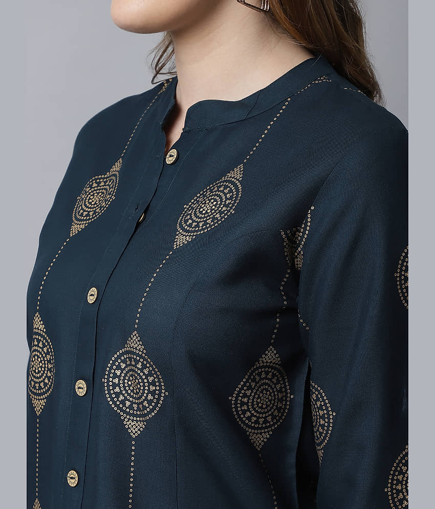 Pistaa Women's Viscose Regular Top ( Navy Blue ) view 2