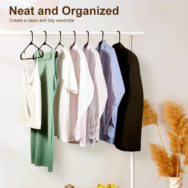 Panchhi Store Pack of 12 Hangers for Clothes Hanging Heavy Duty Plastic Clothes Hanger for Wardrobe Clothes, Suits, Saree,Underwear, Pants, Shirts Light Weight Almirah Organizer for Clothes Black view 2