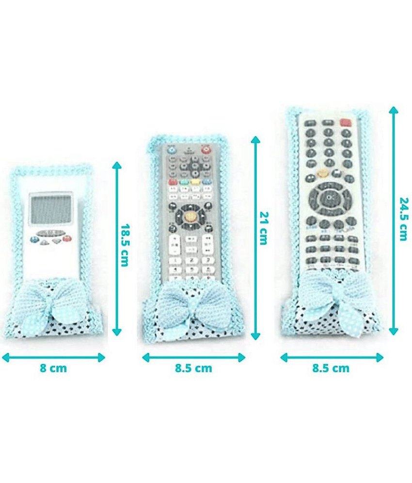 Remote Cover Set of 3 |Bow Knot Remote Cover|Ideal for D2H,DTH Remote & Air-Conditioner(AC) Remote|Fabric Remote Control Case Keep Remote Dust-Free & Easy to Fit(Random Colors view 2