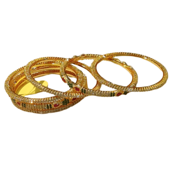 Gold Plated Kundan and Meenakari Bangles Set of 4 for Women view 2