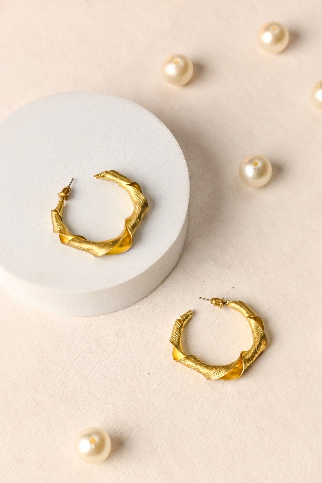 Handcrafted Brass Twisted Stud Earring view 2