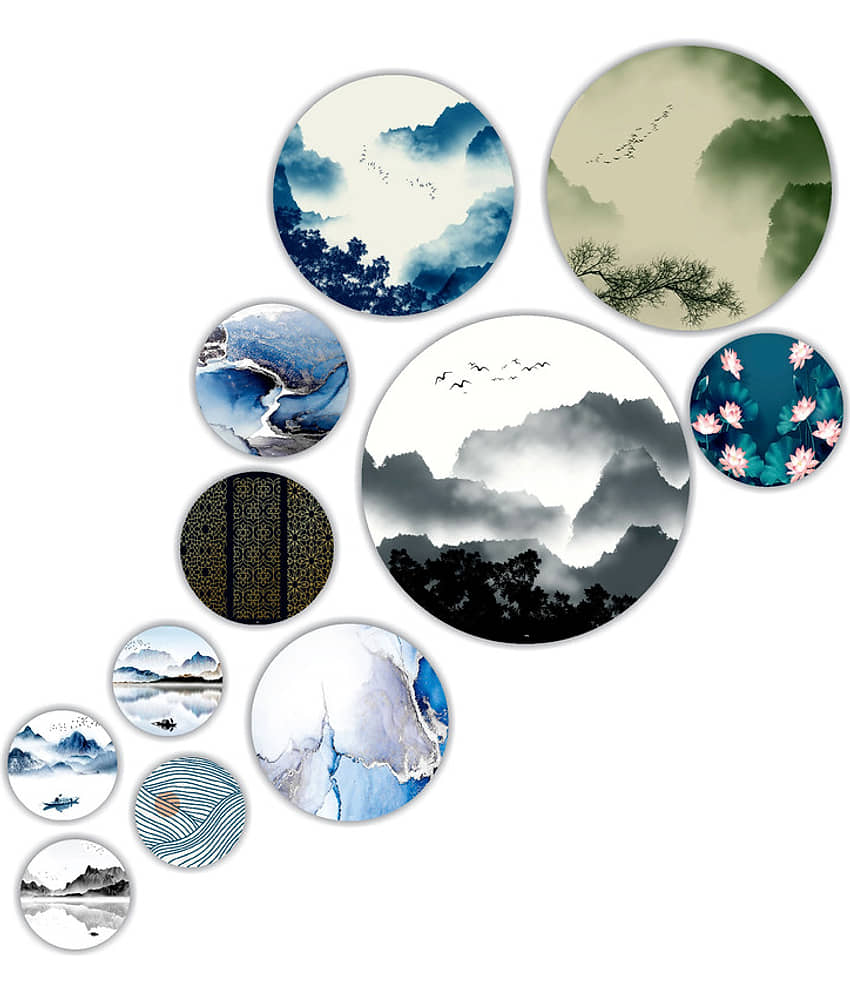 Saf Wood Beautiful modern art round shape design Wall Sculpture Multi - Pack of 11 view 2