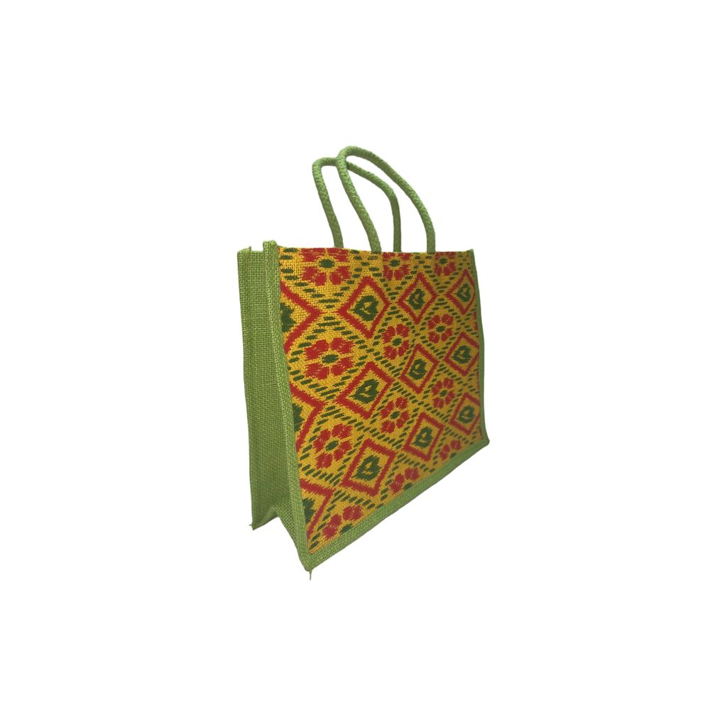*Eco-Friendly Jute Tote Bag with Colorful Geometric Print view 2