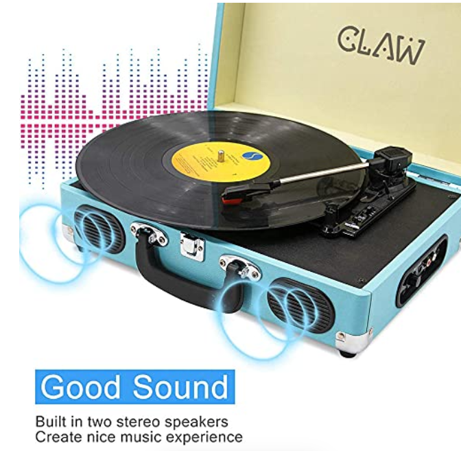 Refurbished CLAW Stag Portable - Turntable with Built-in Stereo Speakers (Blue) view 2