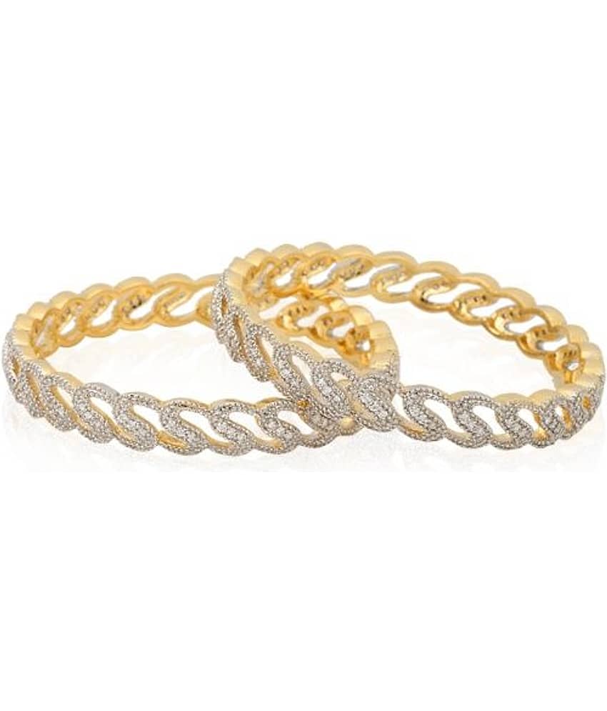 Youbella American Diamond Alloy Golden Bangle Set view 2