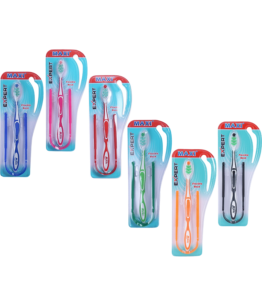 Maxi Expert Toothbrush & Tongue Cleaner,Oral Hygiene Kit(Pack Of 6)