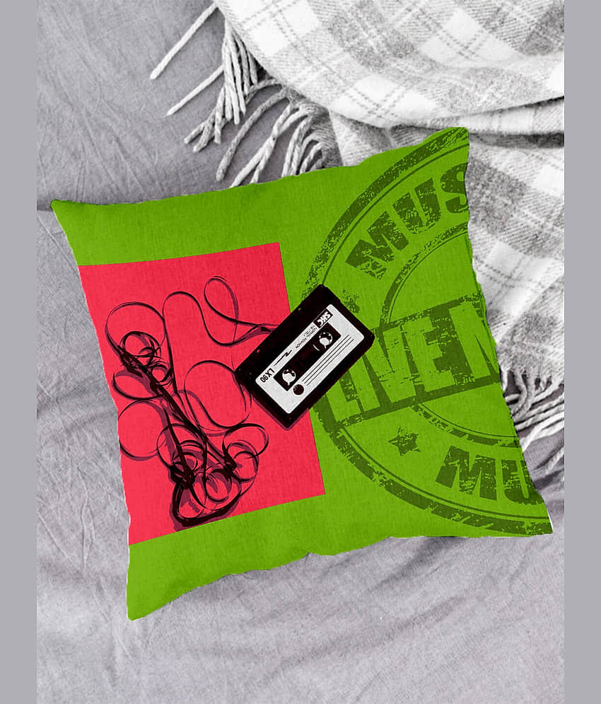 Houzzcode - Water Repellent Green Polyester Pillow Covers 40x40x3 ( Pack of 1 ) view 2