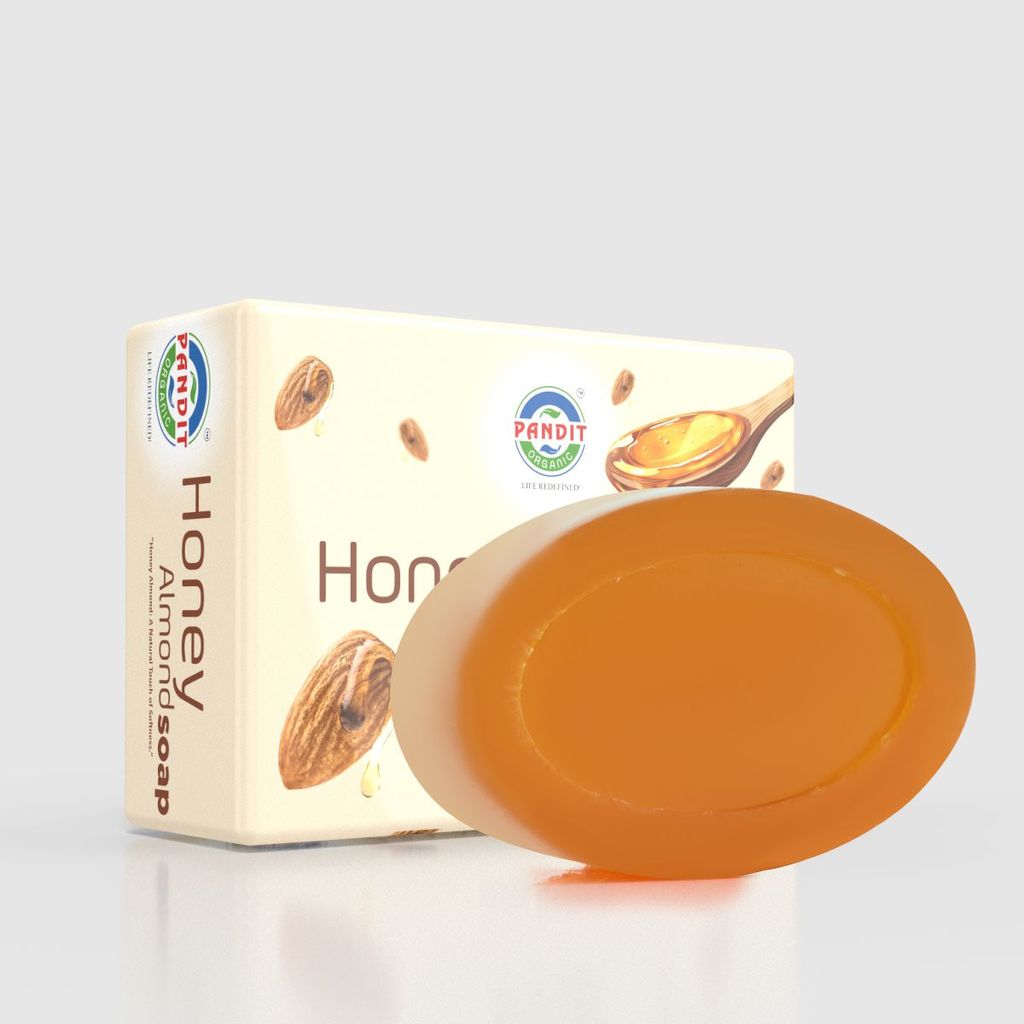 Honey Almond Glycerin Organic Handmade Soap Bar (Value Pack - 100 g) – Cold-Pressed Oils, Organic Glycerin & Natural Botanicals, Sulfate & Paraben Free, Ayurvedic Herbal Cleanser for All Skin Types – Tanning & Moisturizing