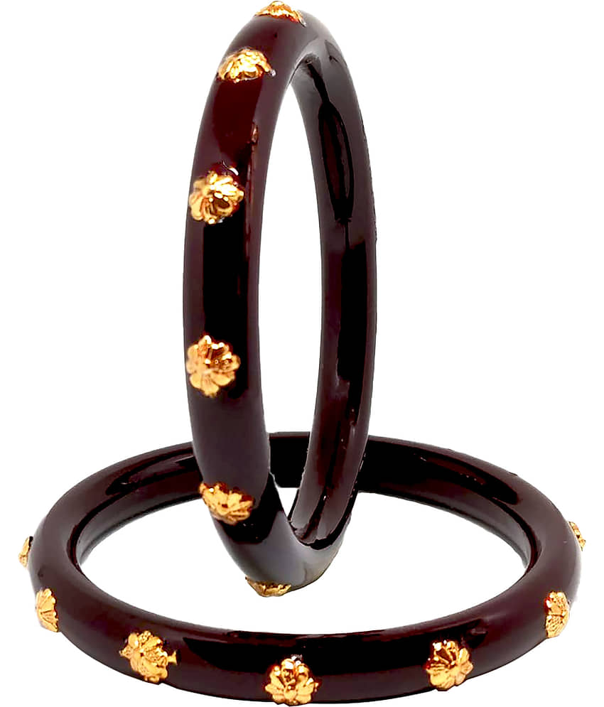 Bovzen Maroon Bangle Set ( Pack of 2 ) view 2