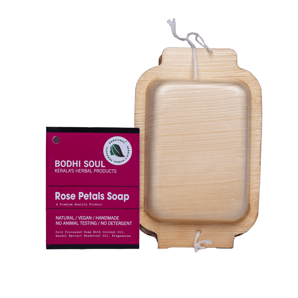 Bodhi Soul Rose Ayurvedic Soap | Handmade Floral Soap for Dry & Sensitive Skin | Rose Petal Infused | 75g
