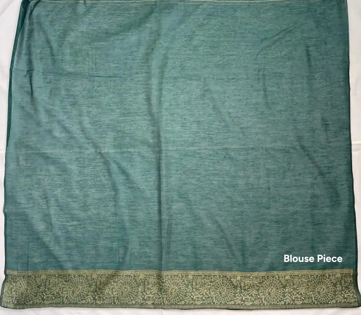 Saura Art Cotton Saree Deep Teal Narrative Pallu view 2