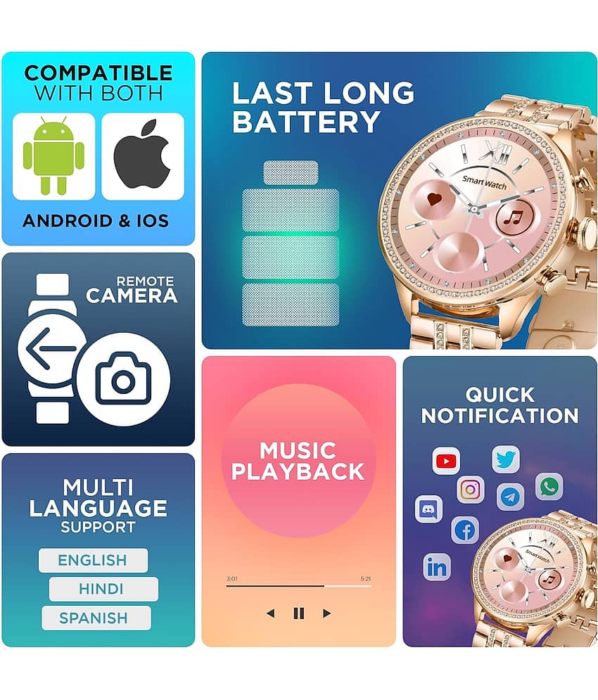 VENKAT ZONE AMOLED BT Calling Upto 1-2 days Smart Watch Gold view 2
