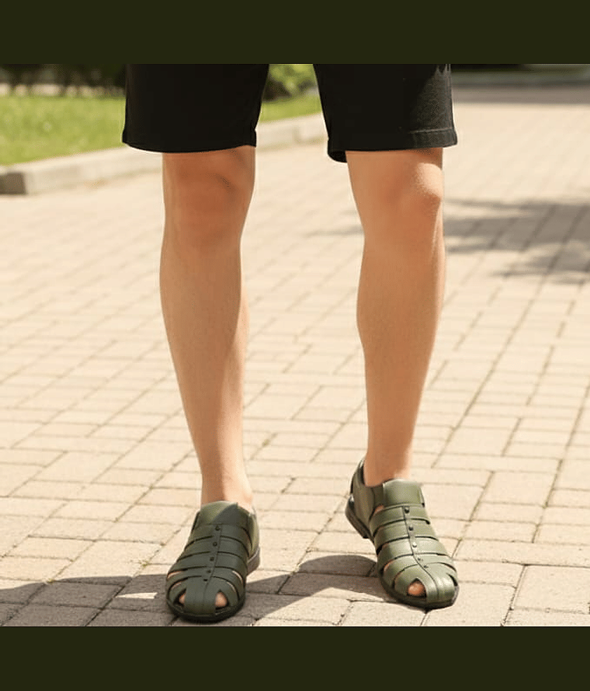 INFINITRENZ trendy green sandal for men - Green Men's Sandals view 2