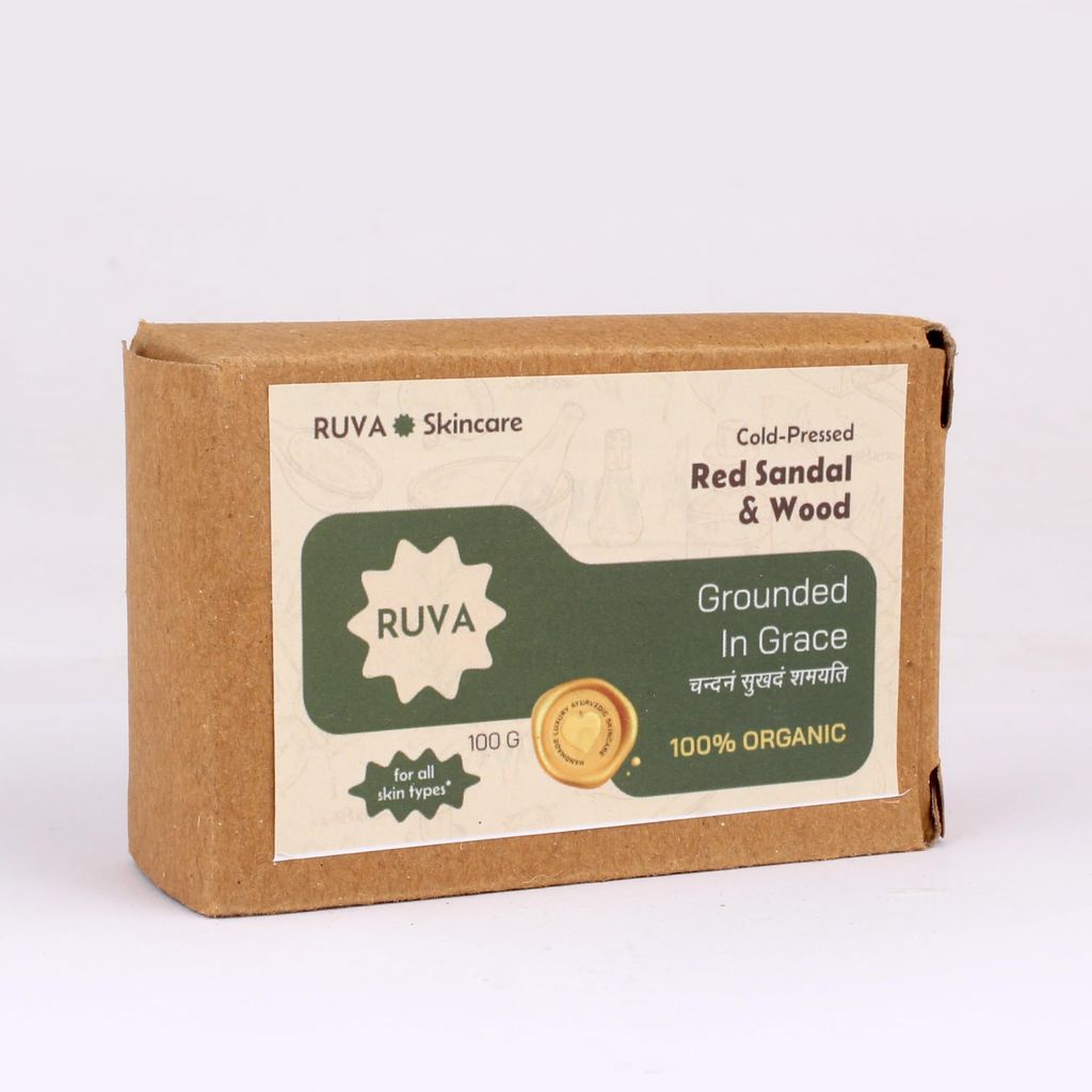 RUVA Handmade Red Sandal & Wood Cold-Pressed Ayurvedic Soap Bar | Enhances Glow & Evens Tone, Skincare Rituals | Velvety Lather, Face Safe | Natural Skincare for All Skin Types view 2